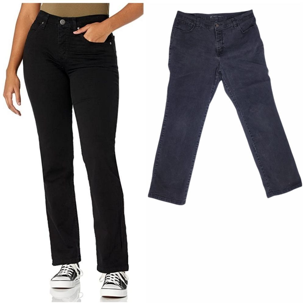 LEE black jeans classic fit straight leg stretch‎ mid rise 16P